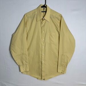 Geoffrey‎ Beene Dress Shirt 15.5 34/35 Yellow Non-Iron Cotton Blend